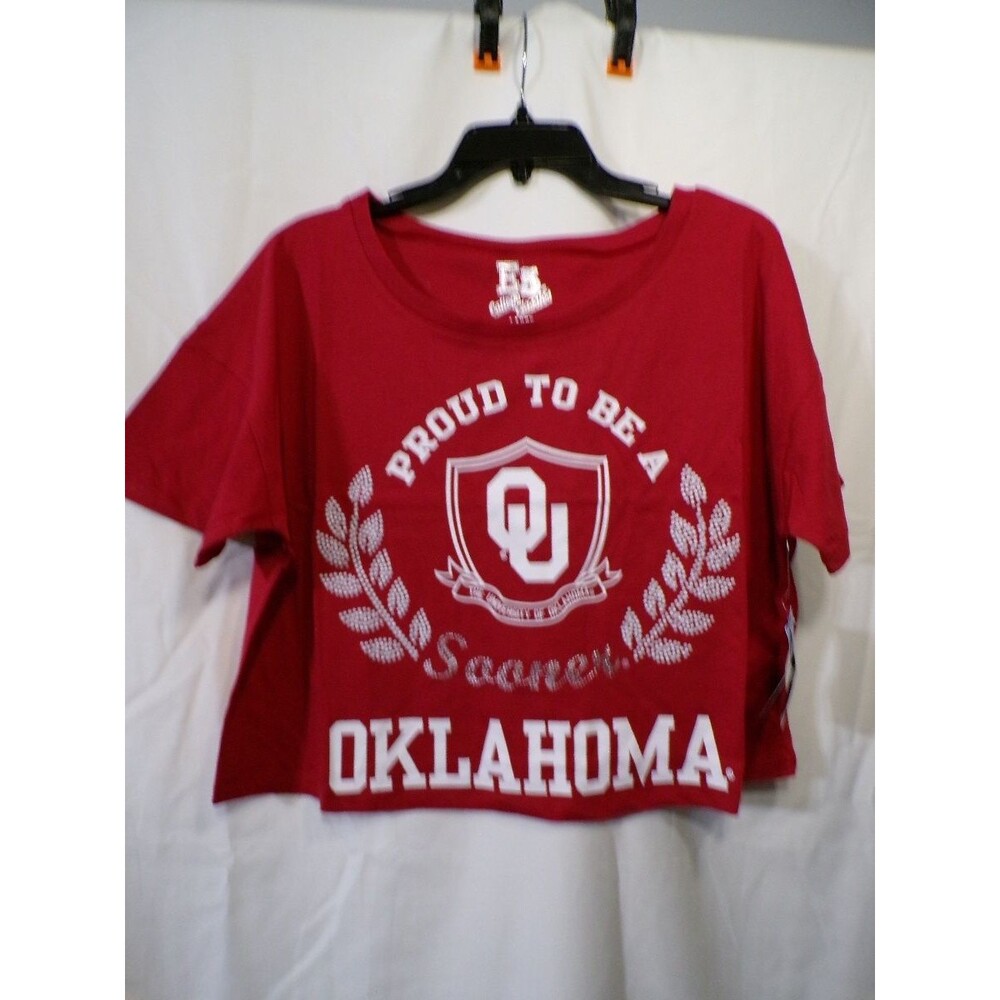 E5 College Classics Oklahoma Sooners OU Cropped T-Shirt Large Red